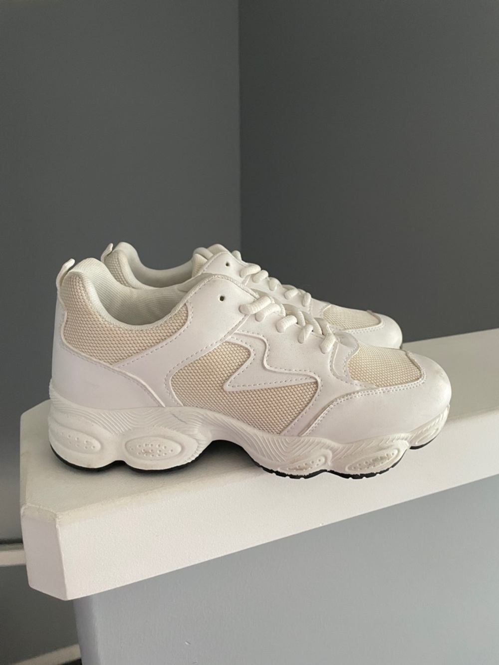 PrettyLittleThing White and Cream Chunky Athletic Sneakers